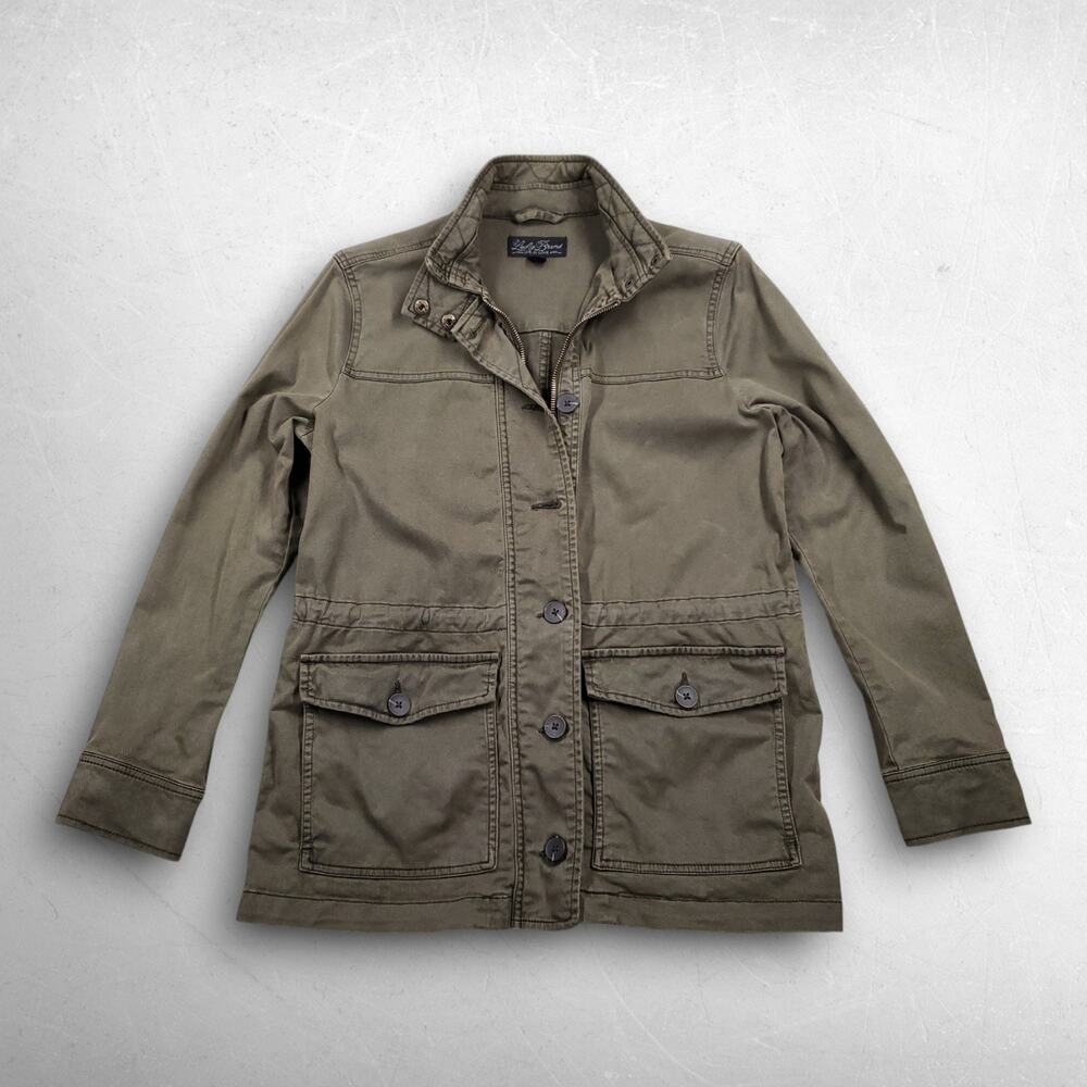 Lucky Brand Military Utility Jacket Women S Green Cinch Waist Twill Safari - Picture 2 of 12